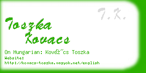 toszka kovacs business card